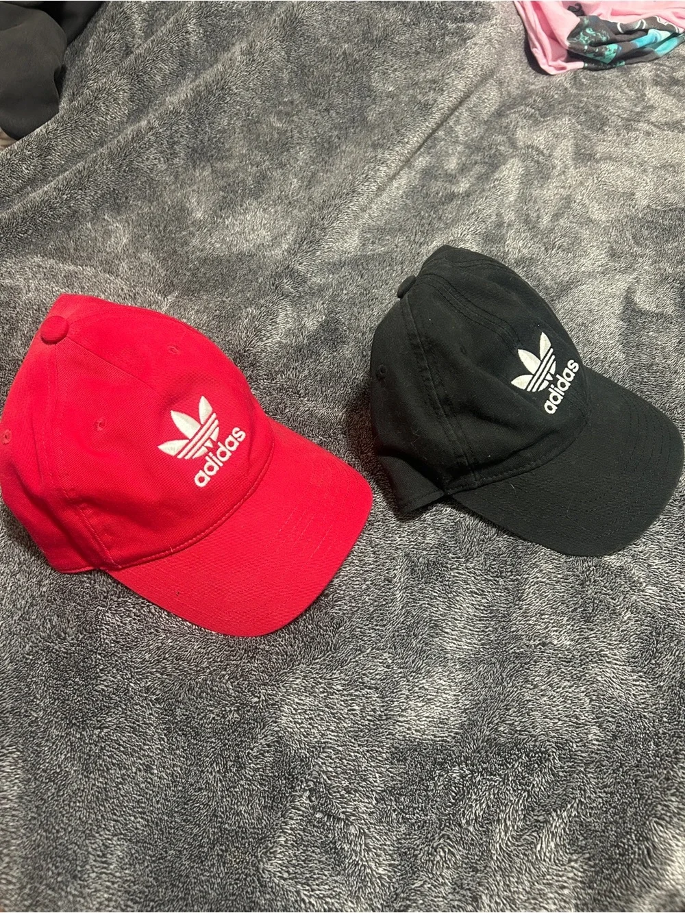 2 Adidas Trefoil Baseball Cap - Red and Black